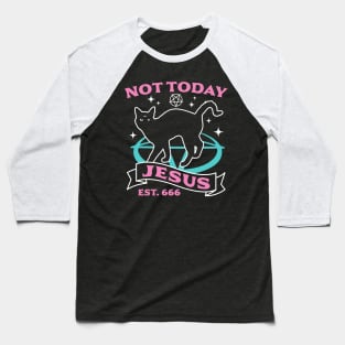 Not Today Jesus - Black Cat Pastel Goth Baseball T-Shirt